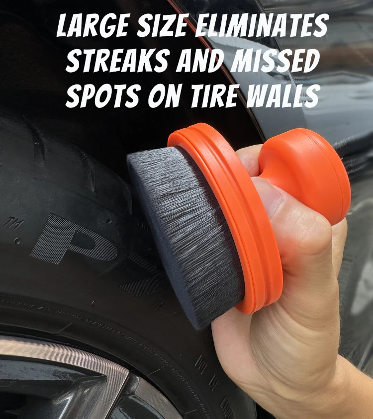 Lucullan XL Orange-Roter Reifenpflege-Applikator-Pinsel mit Weichen Nylonborsten für Reifenwände & -Kanten, Auto-Detailing – Detail 5