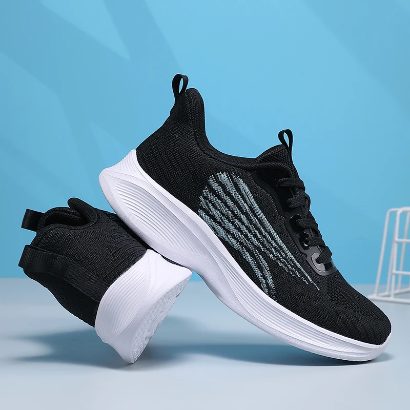 Fashion Flying Weave Four Seasons Running Shoes Women Breathable Lightweight Flats Casual Sneakers Ladies Non-Slip Jogging Shoes