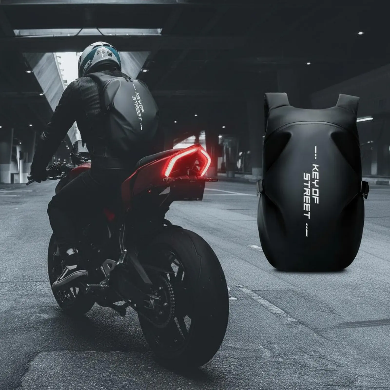 

Motorcycle Helmet Backpack Ergonomic Design Waterproof Riding Backpack Waterproof Riding Rucksack Anti-Slip Chest Buckle
