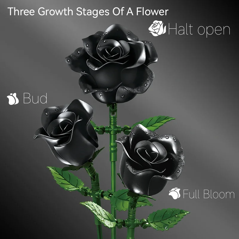 Modelo de rosa rosa, juguete de ensamblaje, ramo para el hogar, adorno creativo, conjunto de bloques de construcción, juguete para regalo de cumpleaños para niña del Día de San Valentín