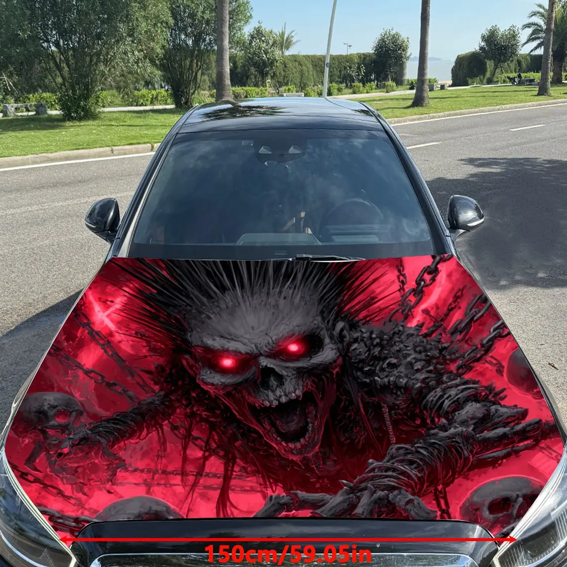 Blood - Realm Evil Spirit Print ملصقات غطاء السيارة، مقاومة للماء ذاتية اللصق، مقاومة للخدش، سهلة الالتصاق، متينة للسيارة PVC s #2