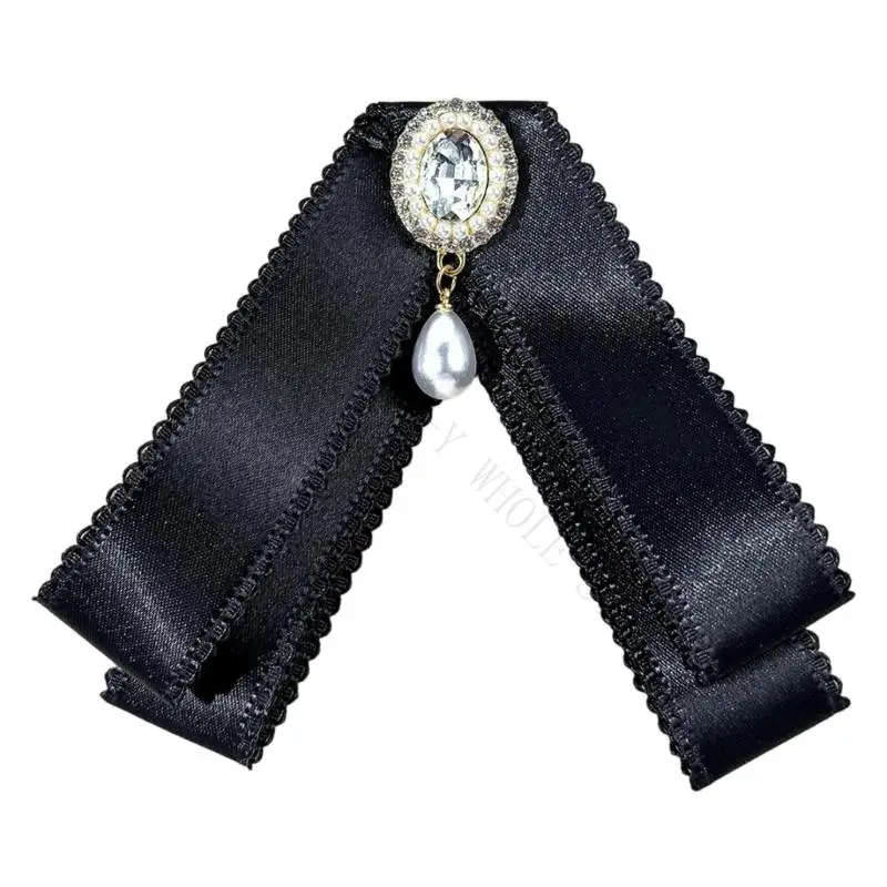 R7UF Polished Ribbon Brooch Pin Accessory for Collars, Shirts, Jackets and Photo Ready Outfit with Pin Back