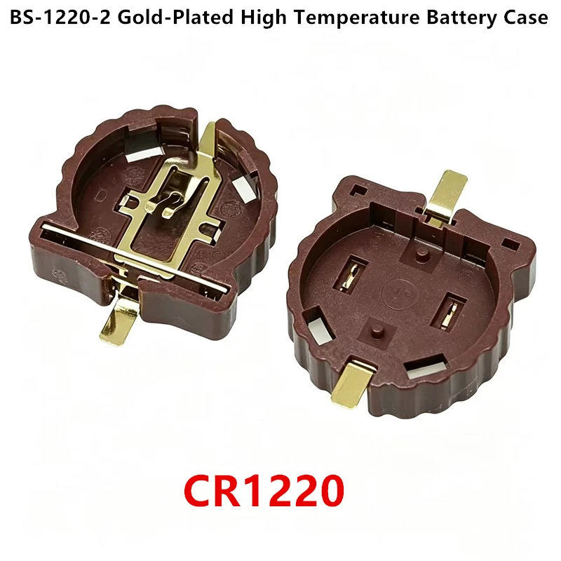 20Pcs BS-1220-2 Battery Case Button Battery Gold-Plated High Temperature 280 Degrees CR1220 Cell Mount