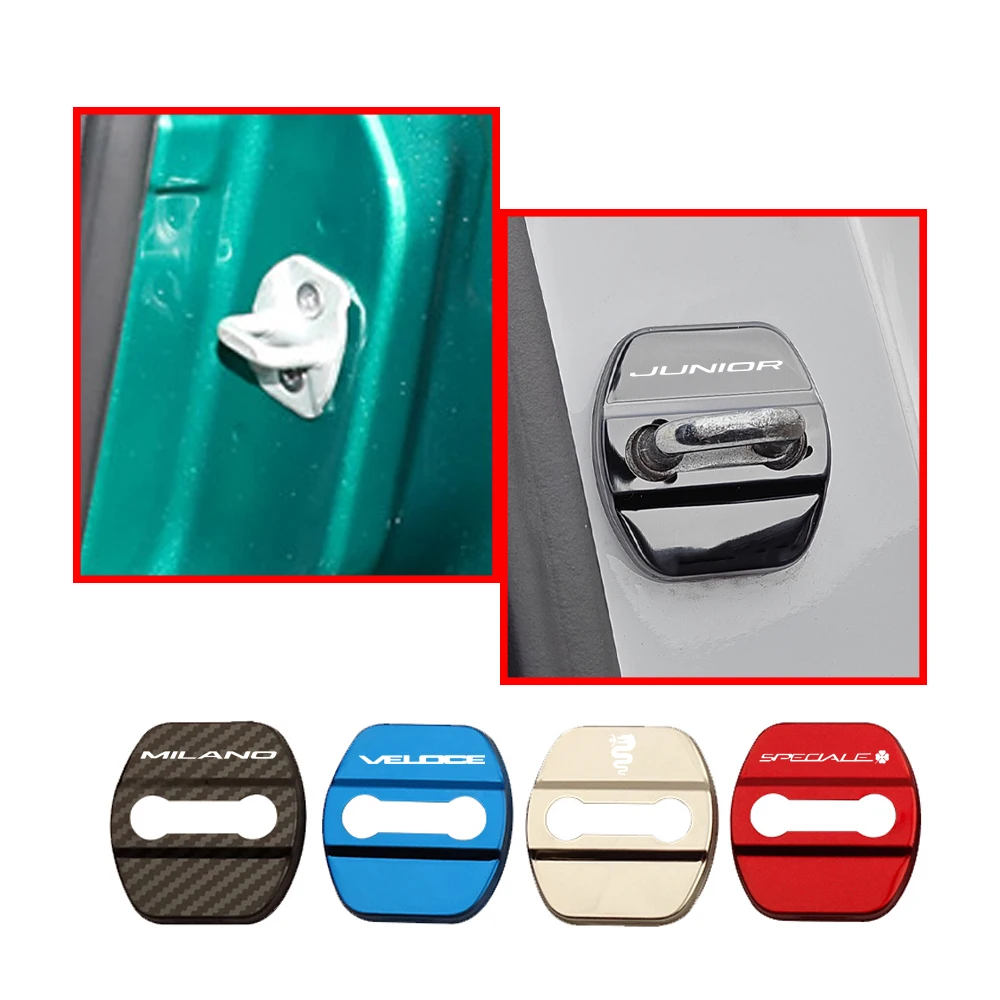 4PCS Car Door Lock Cover for Alfa Romeo Elettrica Alfa Romeo Junior Minalo Quadrifoglio Q4 Veloce TI 2024 2025 2026 Accessories