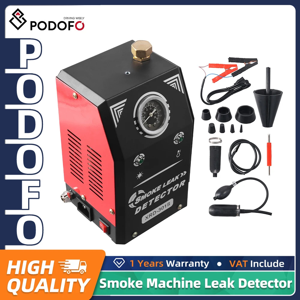 Podofo 12V DC EVAP Détecteur de fuites portable par machine à fumée avec pompe à air intégrée, générateur de fumée pour systèmes EVAP, fuites sous vide et fuites turbo basse pression pour la réparation automobile