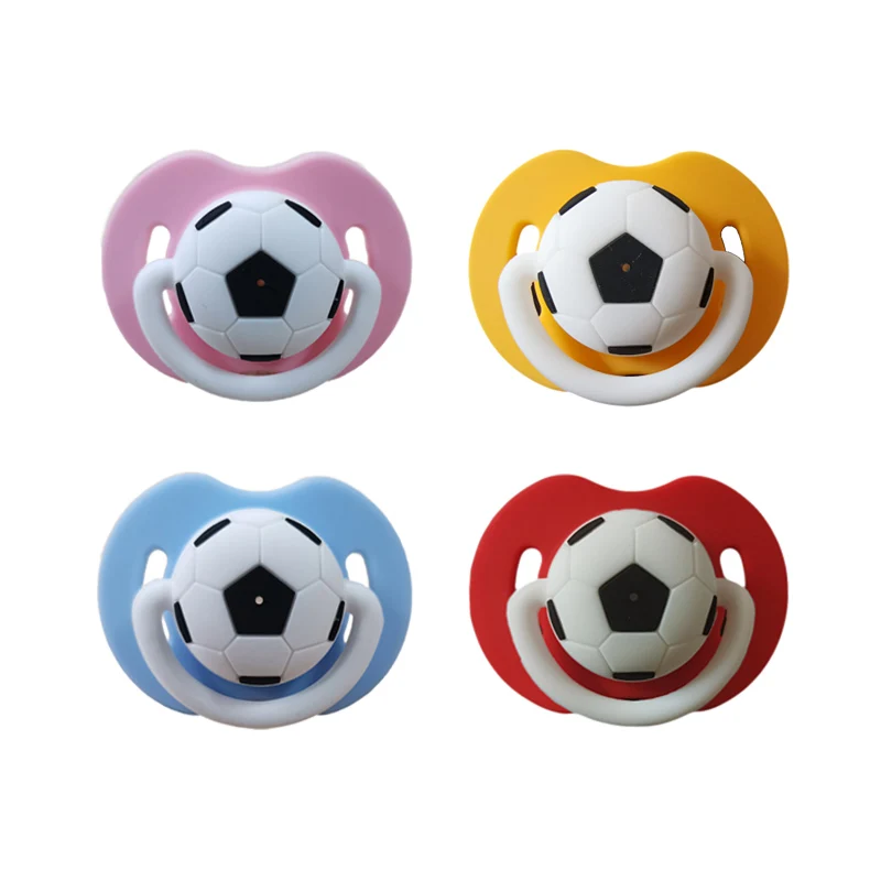 Silicone Funny Nipple Football Pacifier Baby Soother Toddler Orthodontic Nipples Cute Pattern Teether Feeding No Nano Silver