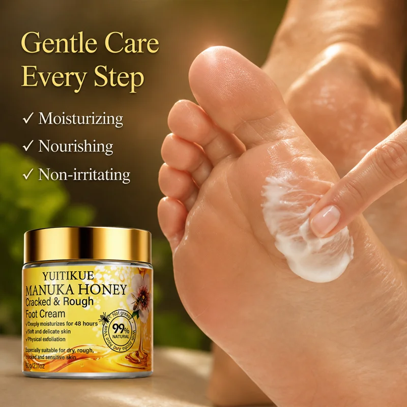 YUITIKUE Manuka Honey Foot Cream Natural Formula Moisturizing Repair Dry Rough Cracked Foot Skin Daily Care