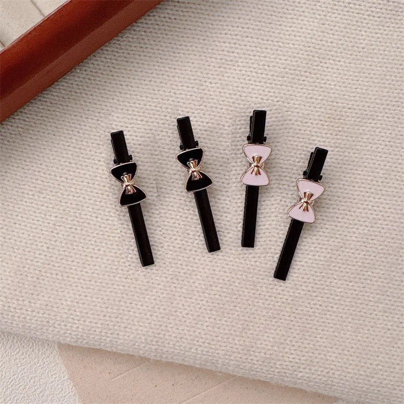 4-teiliges Set Süße Einfarbige Schleifen-Haarspangen im Klassischen Stil Schwarze Haarklammern für Mädchen und Frauen Koreanische Haaraccessoires – Detail 3