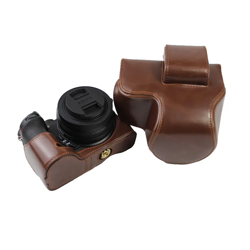 الفاخرة بو الجلود حالة كاميرا فيديو حقيبة كامل الجسم حامي لنيكون Z50 Z30 16-50 مللي متر عدسة الغطاء الواقي مع حزام الكتف