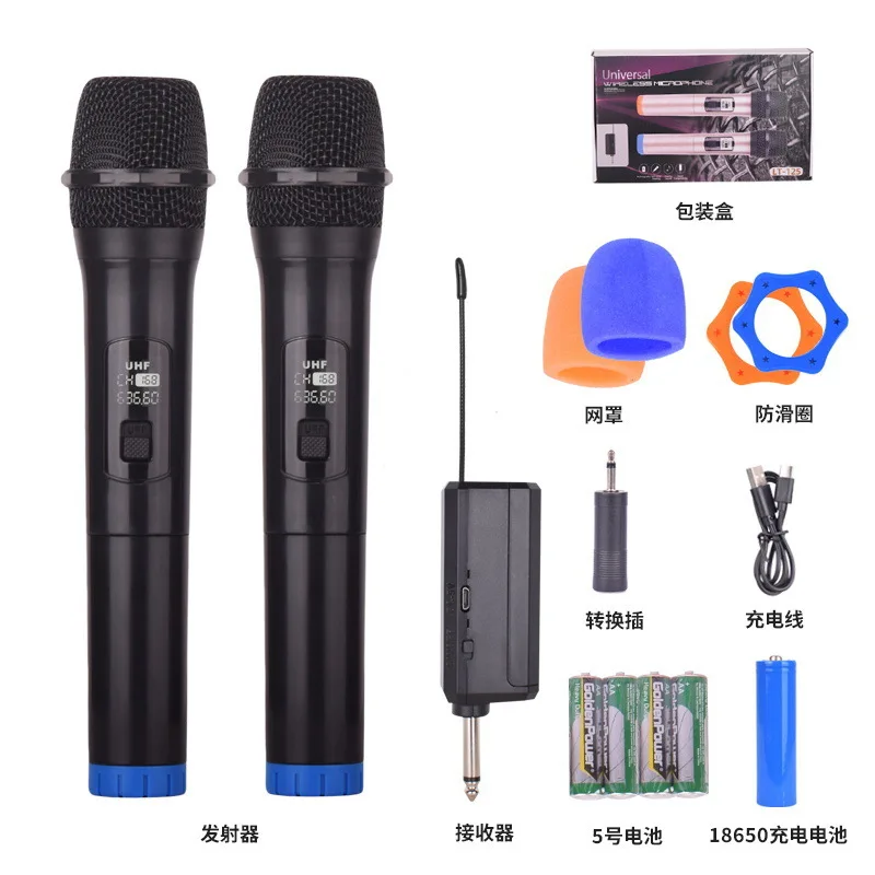 Wireless Microphone 308 Dual Handheld Mic System for Stage Home KTV Outdoor Speaker Meeting Performance Karaoke