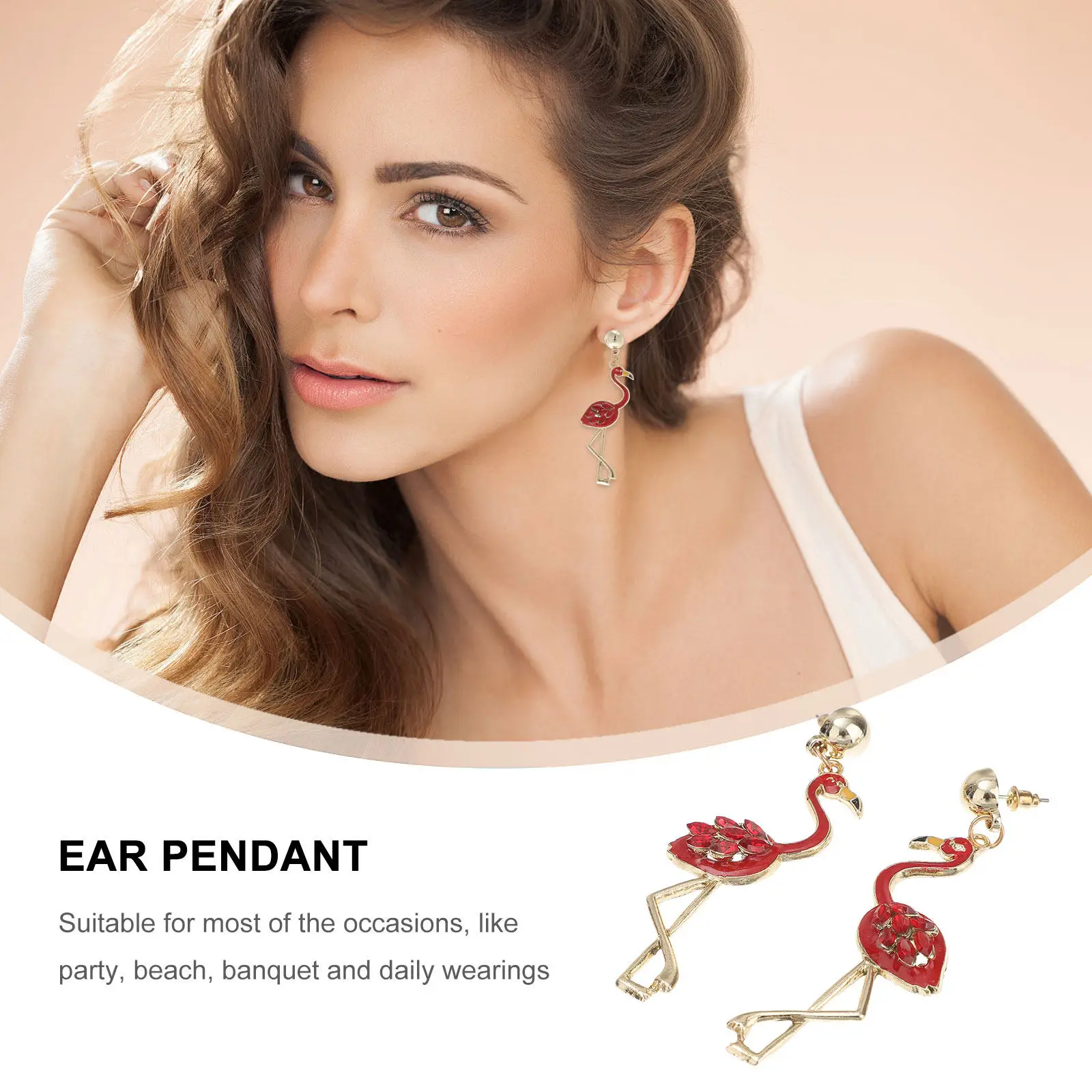 1 par de pendientes de diamantes de imitación para mujer, con forma de flamenco, a la moda, hipoalergénicos, ligeros, elegantes, joyería de regalo para ella.