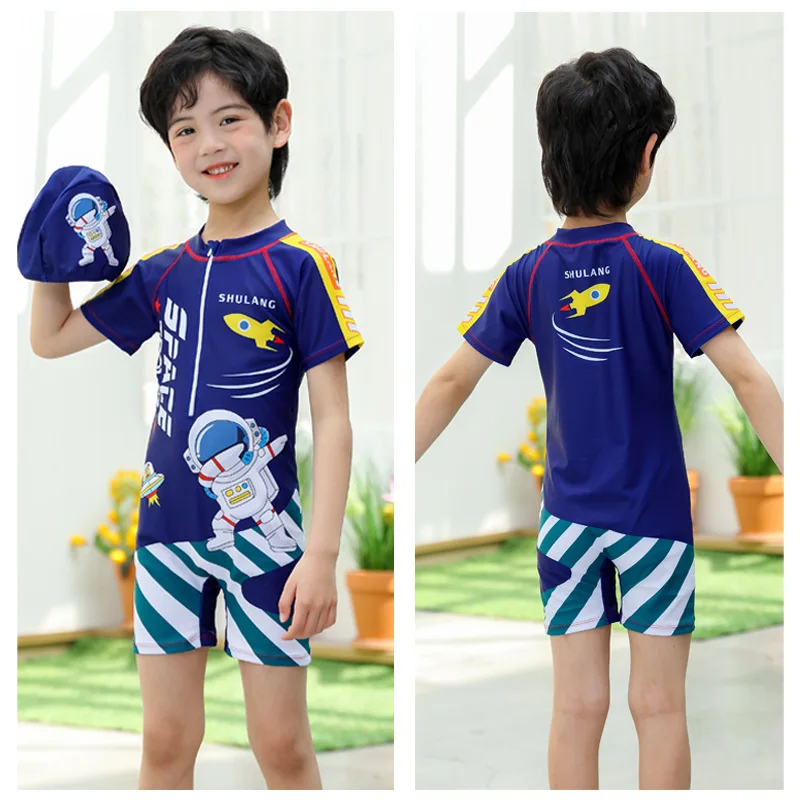 Costumi da bagno per bambini da bambino Costumi da bagno interi con cerniera Costume da bagno con cerniera UPF 50+ con cappello Set costume da bagno dinosauro