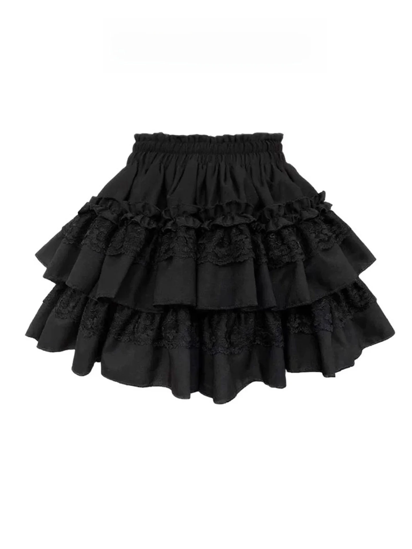 

Black Lace Puffy Skirt High Waist A-Line Skirt for Women Summer Fashionable Baking Cake Skirt Anti-Light Short Skirt