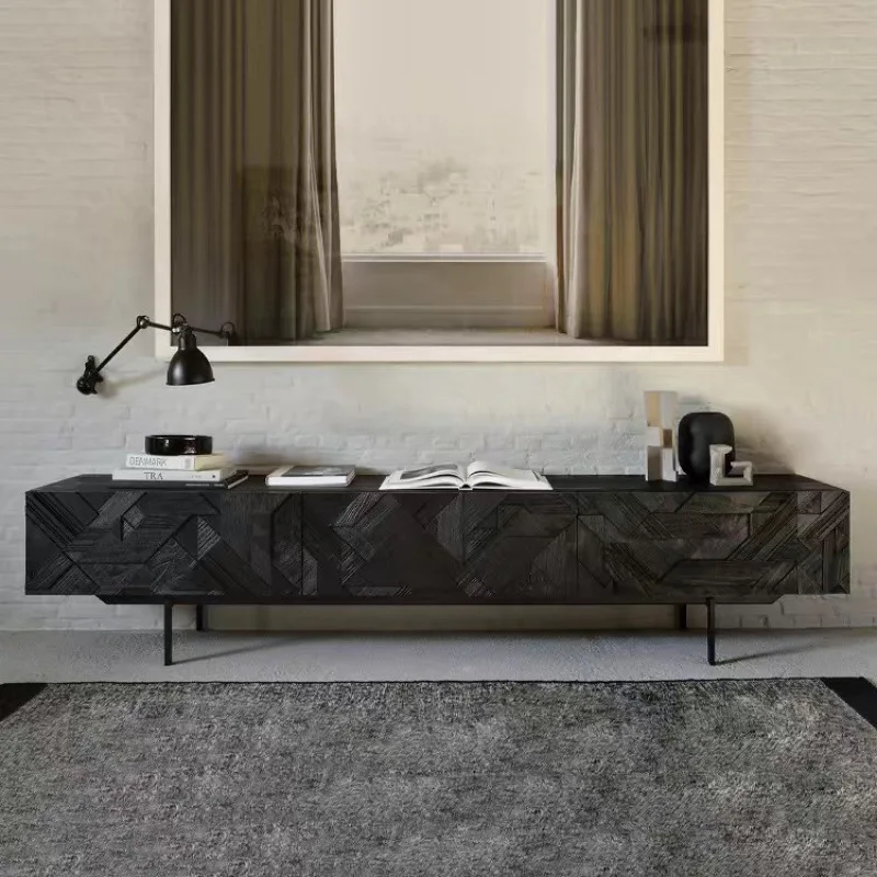 خزانة تلفزيون من الخشب الصلب الاسكندنافي، تخزين شقة صغيرة إيطالية، خزانة تلفزيون فاخرة خفيفة من القرون الوسطى #6