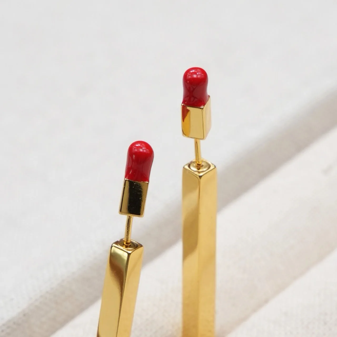 

New Jewelry & Accessories Sports And Leisure Style Red Oil Dripping Matchstick Shaped Earrings For Women's Parties & Gifts