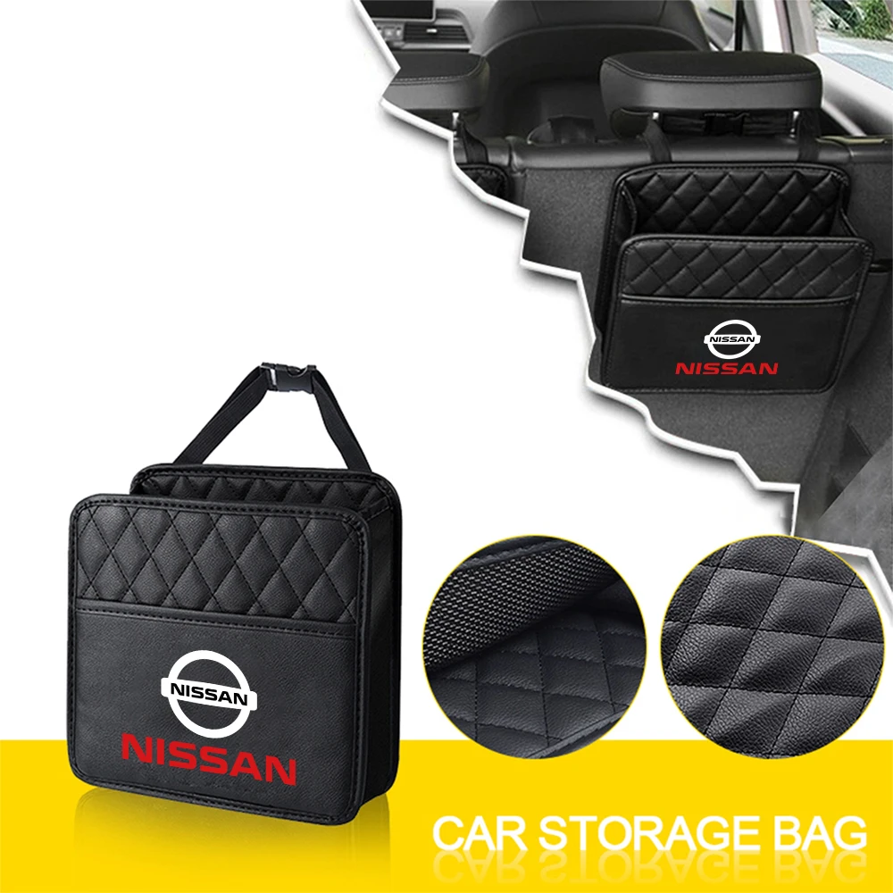 Car Back Seat Organizer Hanging Storage Bag Phone Water Cup Holder Box For Nissan Micra Patrol Livina Note Qashqai Sunny Ariya