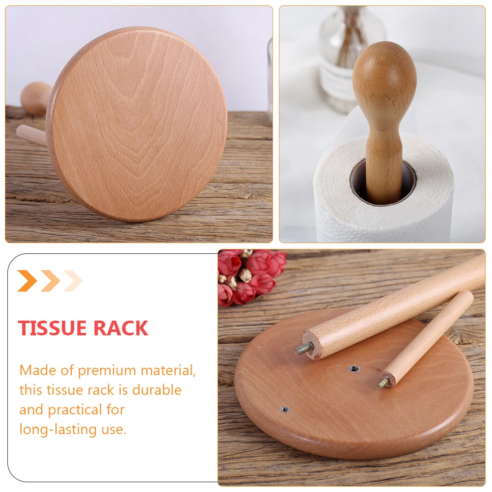 

1Pcs Roll Paper Holder Creative Vertical Tissue Rack Wooden Paper Towel Stand for Kitchen Bathroom Home Use Table