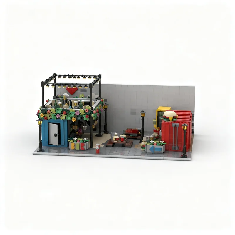 2599pcs MOC Food Place Modular Building Modular Streetscape Model Building Blocks Toy Architecture Christmas Gift Assemble DIY