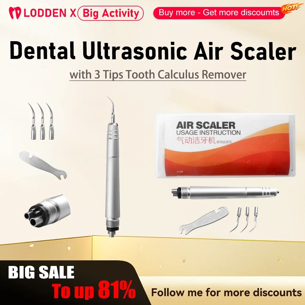 

Dental Ultrasonic Air Scaler 3 Tips Tooth Calculus Remover Cleaning tool Handpiece Whiten Tooth Oral Cleaner 2/4 Holes