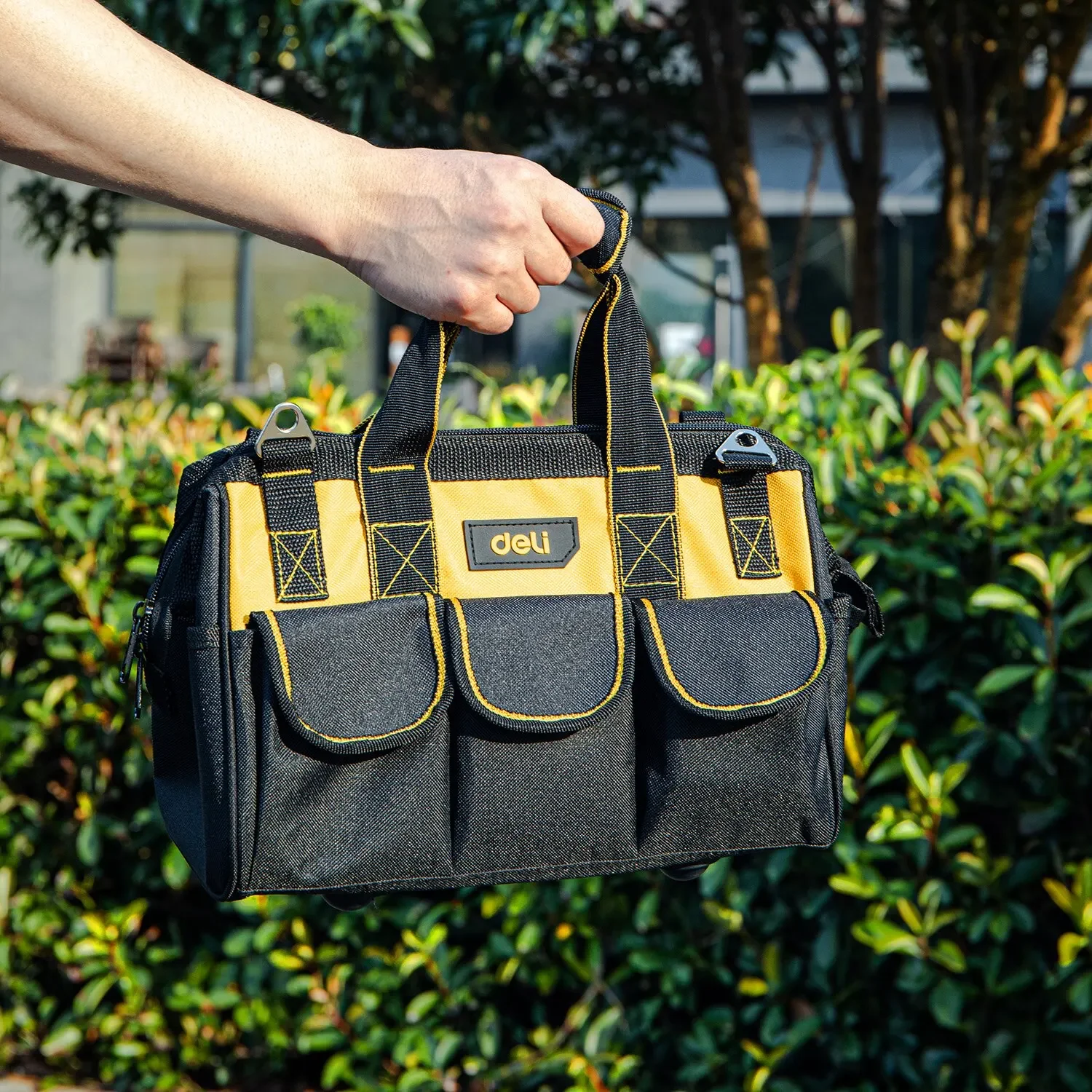 Сумка для инструментов Deli, ткань Оксфорд, бытовая сумка для хранения, водонепроницаемая, большая вместимость для хранения инструментов для технического обслуживания, 13 дюймов, 16 дюймов