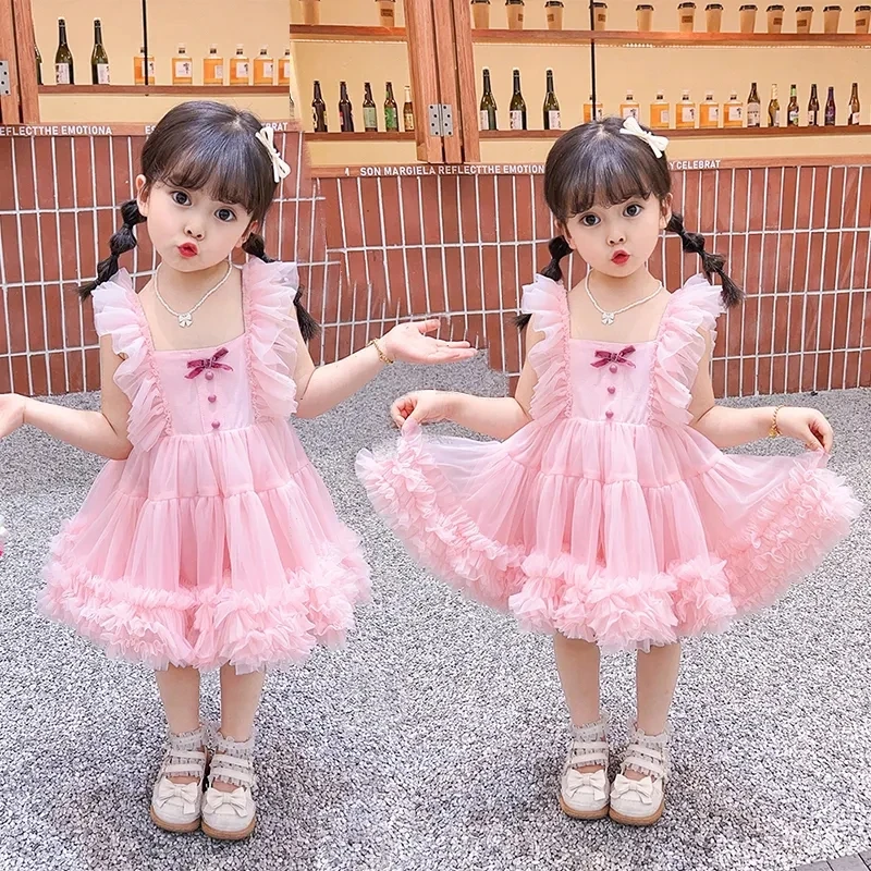 2-10 Years Toddler Kids tutu Dresses for Girls Sleeveless Princess Dress Children Summer Outfits Clothing Kids Dresses for Girls