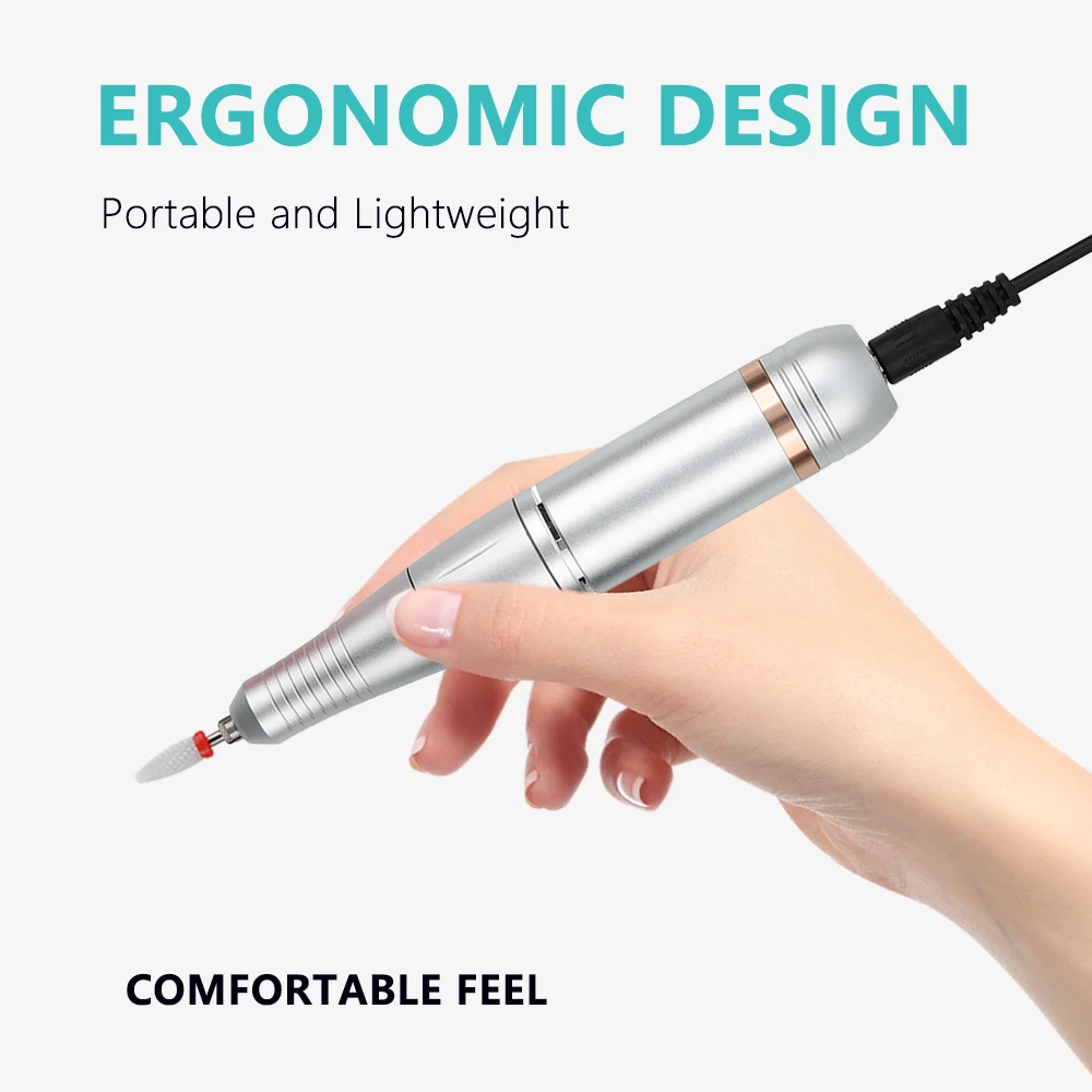 Przenośny pilnik elektryczny do paznokci 35000 obr./min, zasilany przez USB, polerka do paznokci, maszynka do manicure do użytku domowego i salonu.