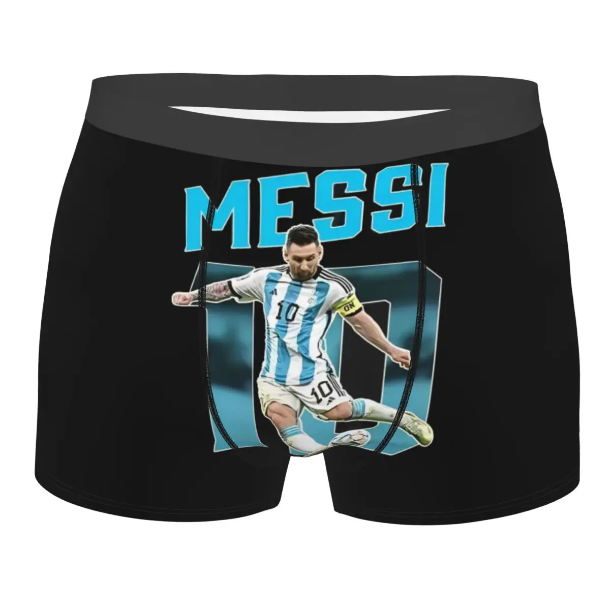 Men's World Soccer Number 10 Football Boxer Briefs Shorts Panties Polyester Underwear Messied Messied Homme Plus Size Underpants