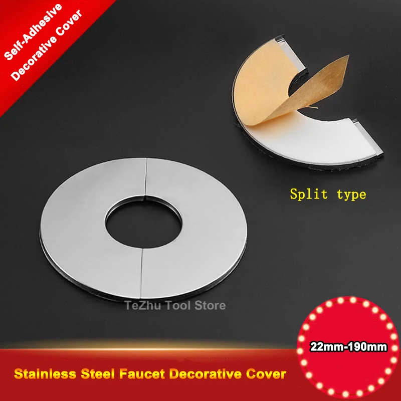 Self-Adhesive Stainless Steel Faucet Decorative Cover Air Conditioning Hole Shower Water Pipe Wall Covers Bathroom Accessories