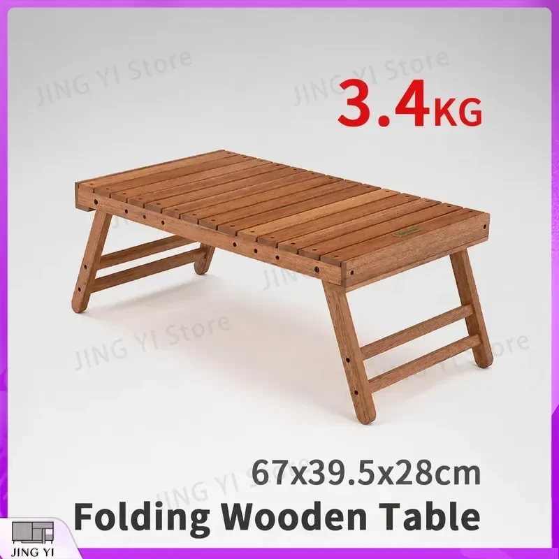 Folding Camping Table Portable Wooden Picnic Table 67x39.5x28cm 3.4kg Outdoor Barbecue Table Travel Table Tea