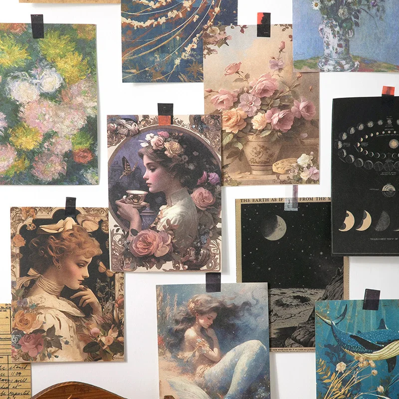 Mr. Paper, 120pcs，Retro Flower Girl Theme Base Decoration Landscape Material Paper, Scrapbook Notebook Diary Decoration Material