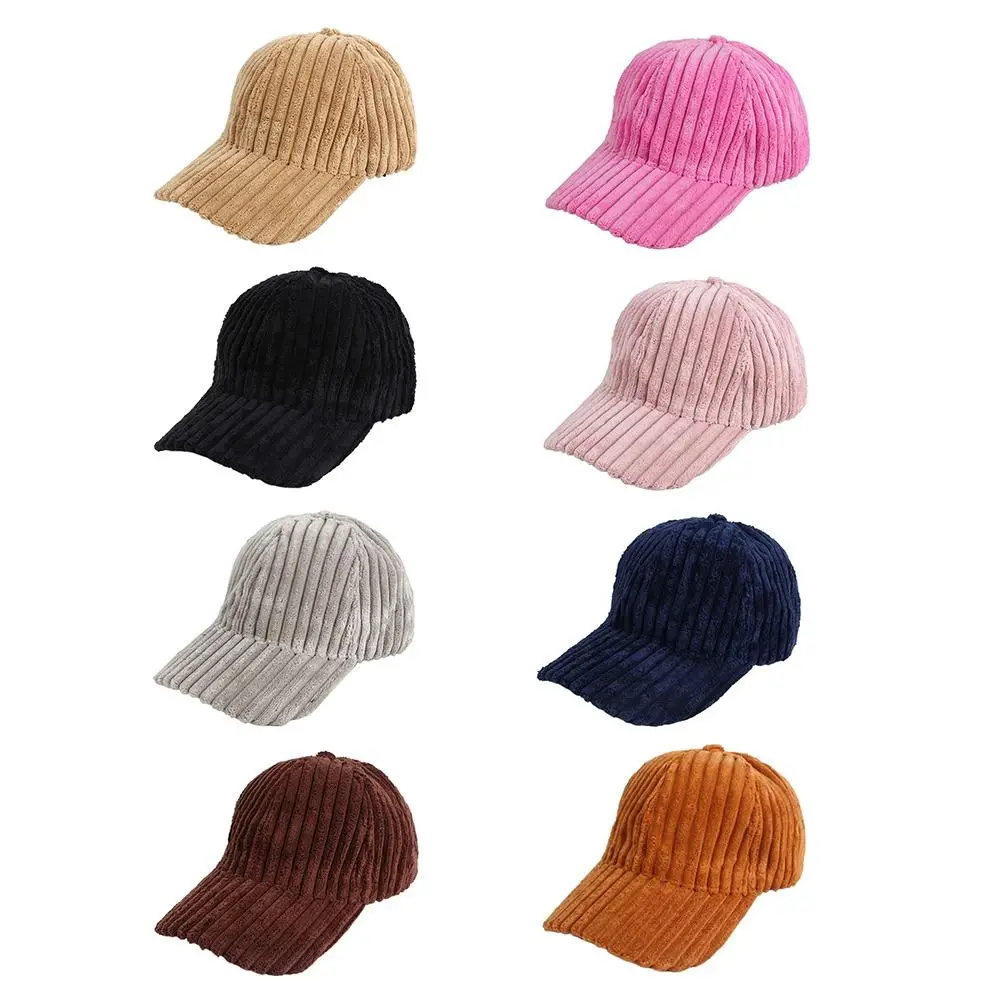 

Casual Coarse Stripe Baseball Hat Velvet Sun Protection Corduroy Hat Sun Shading Versatile Sun Hat Outdoor