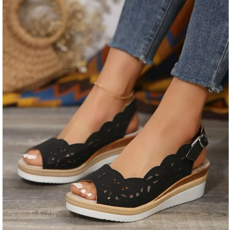 

New Women Fashion Platform Sandals Summer Peep Toe Wedges Gladiator Sandals Woman Non Slip Thick Soled Beach Shoes