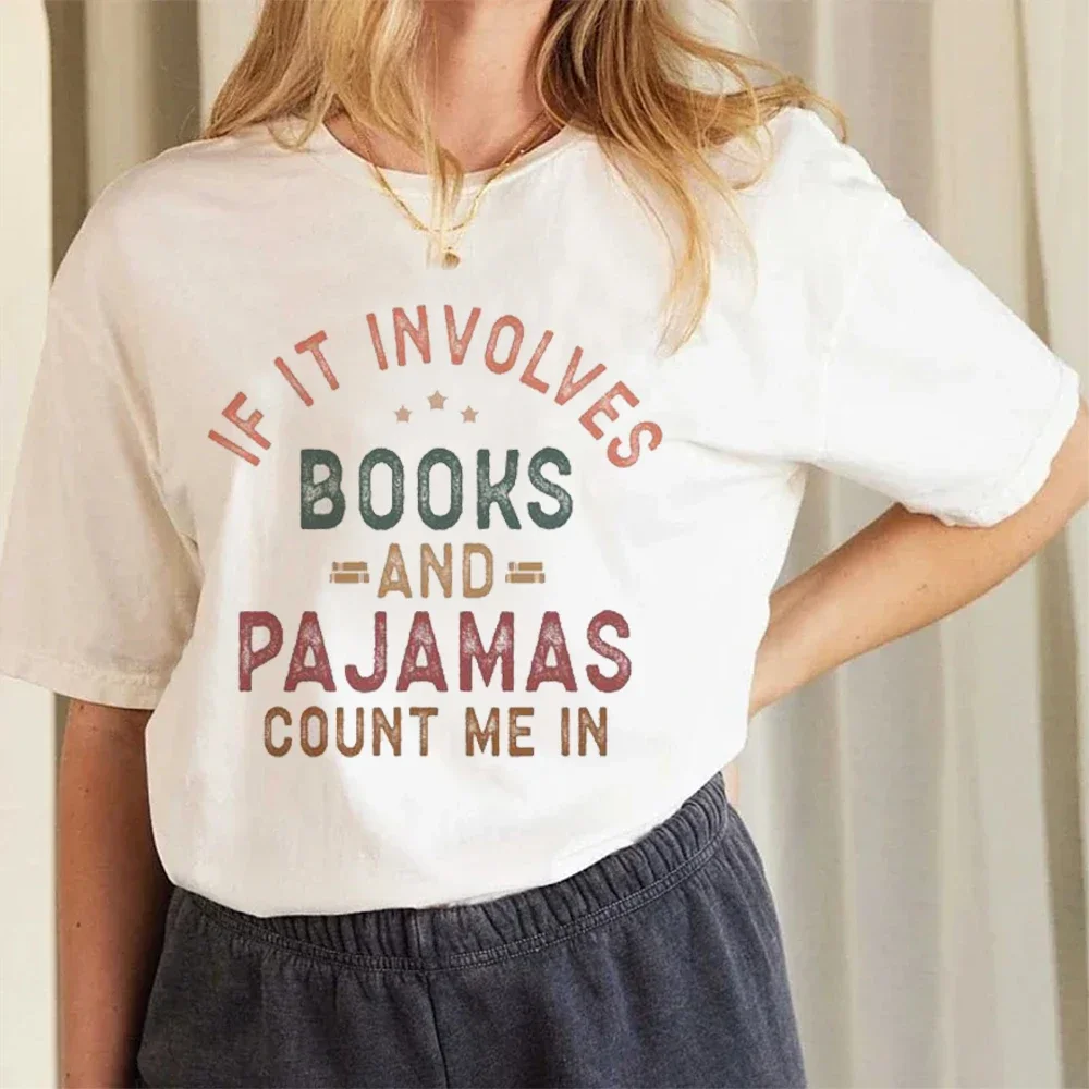 

T-Shirt Book Printed Women's Fashionable Casual Style Trendy Cute 90s Style Printed Letter Pattern Short Sleeved Printed T-Shirt