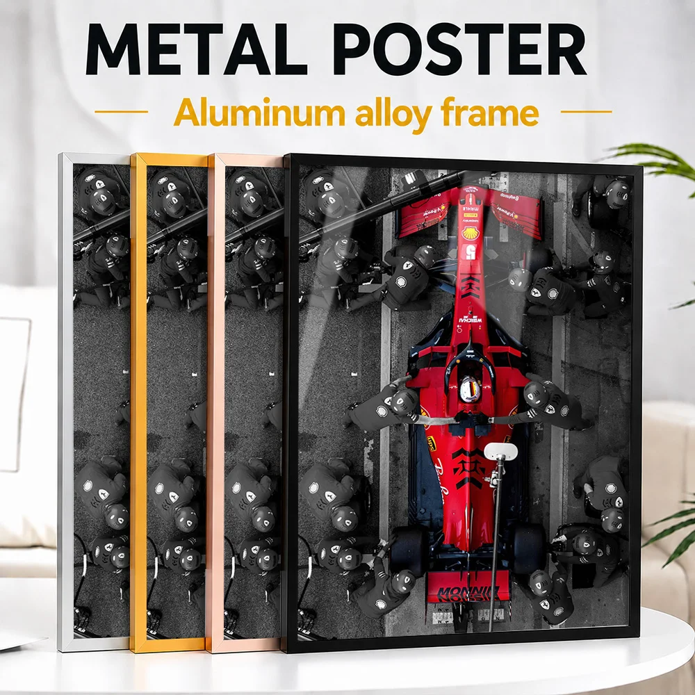 Italy Formula Racing Pit Lane Framed Metal Poster Personalized Photo Dynamic Track Style Wall Art For Garage Memorable Fan Gift