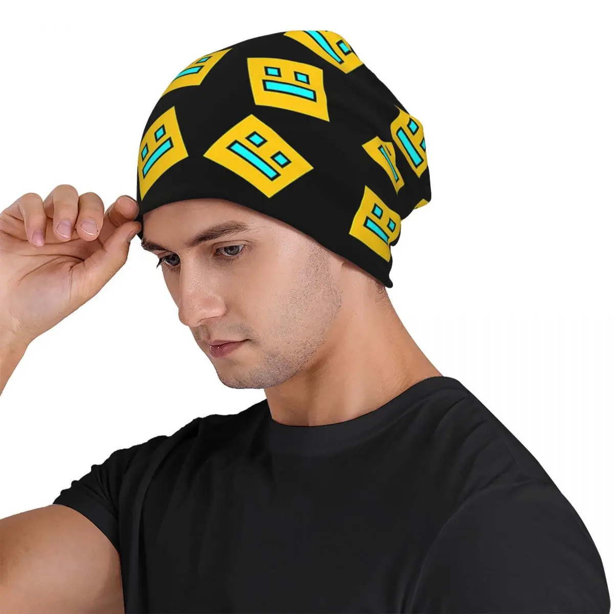 Video Game Geometry Dash Men Women Adult Beanies Caps Knitting Bonnet Hat Warm Hip Hop Autumn Winter Outdoor Skullies Hats