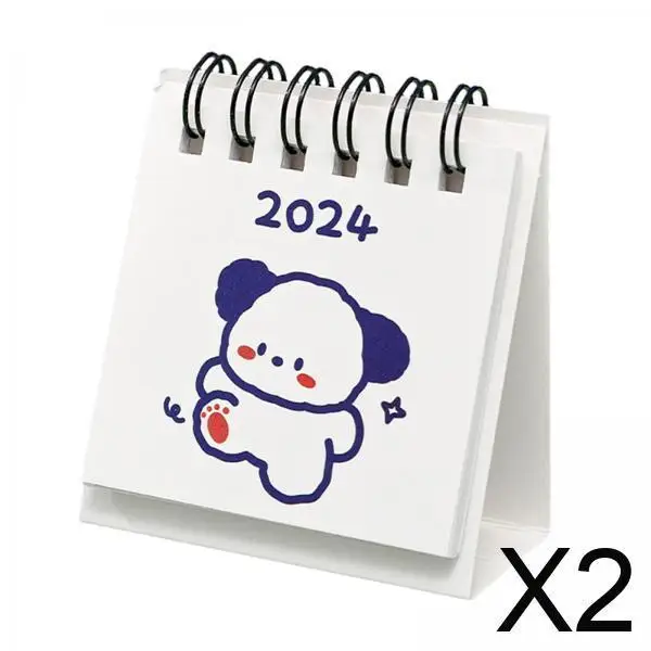 

2x настольный календарь на 2024 год, настольный календарь на толстой бумаге, планировщик, мини-современный настольный календарь для дома, дома, стола
