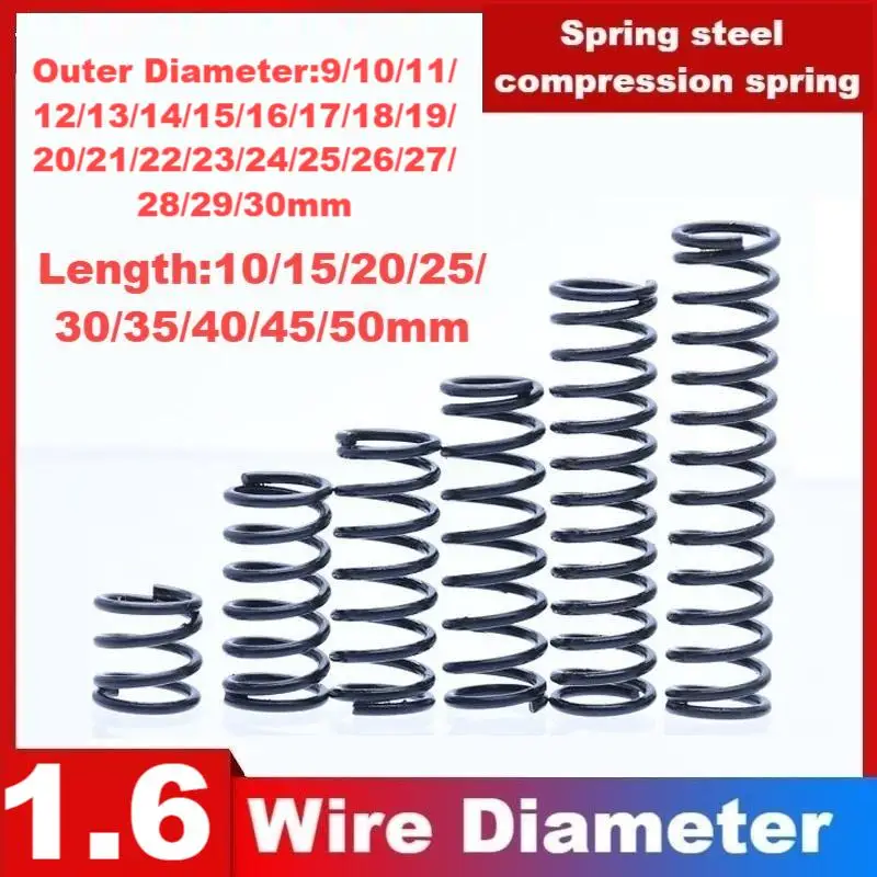 

65MnSpring steel Y-shaped compression spring,Wire Dia1.6mm,Outer Dia9/10/11/12/14/23/24/25mm,Length10/15/20/25/30/35/40/45/50mm.