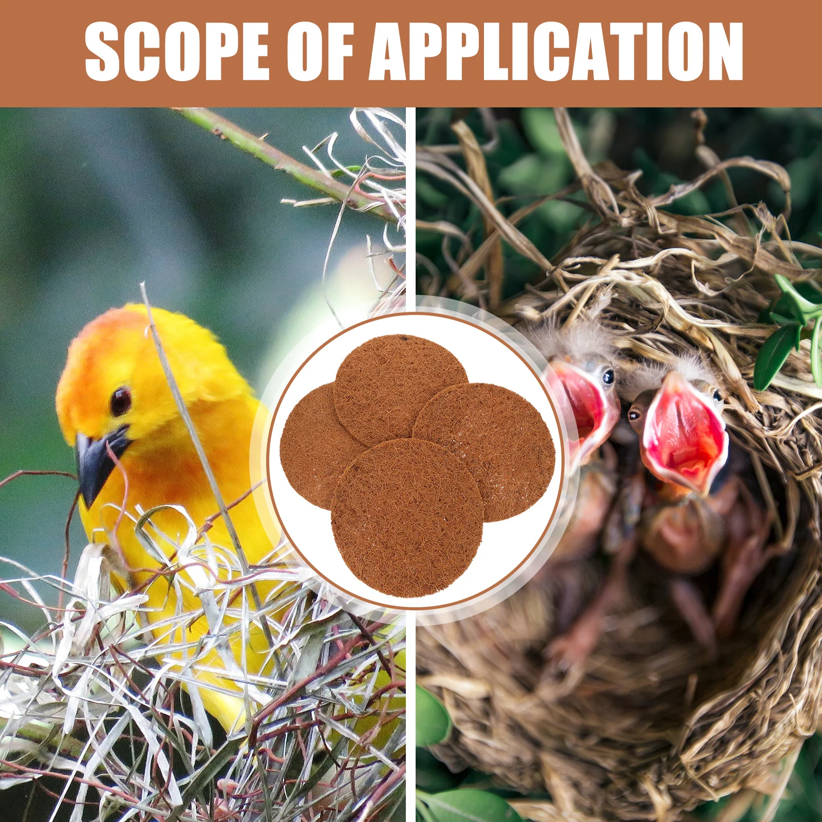 

4Pcs Natural Coconut Fiber Pigeon Nest Mat Breathable Bird Nesting Pad for Breeding Eggs Comfortable Reusable Pet Bed for Small