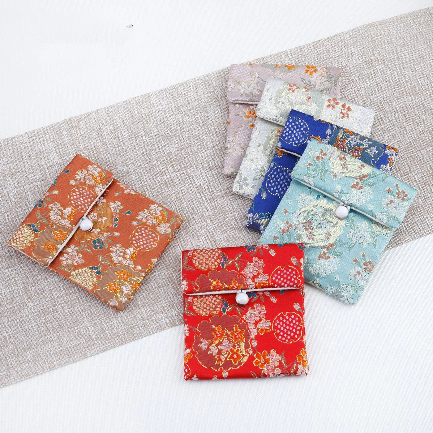 

Button Flap Zipper Jewelry Pouch Jewelry Pouch Brocade Sack Zipper Jewelry Pouch Zipper Bag Case Buddhist Jewelry Packaging Bags