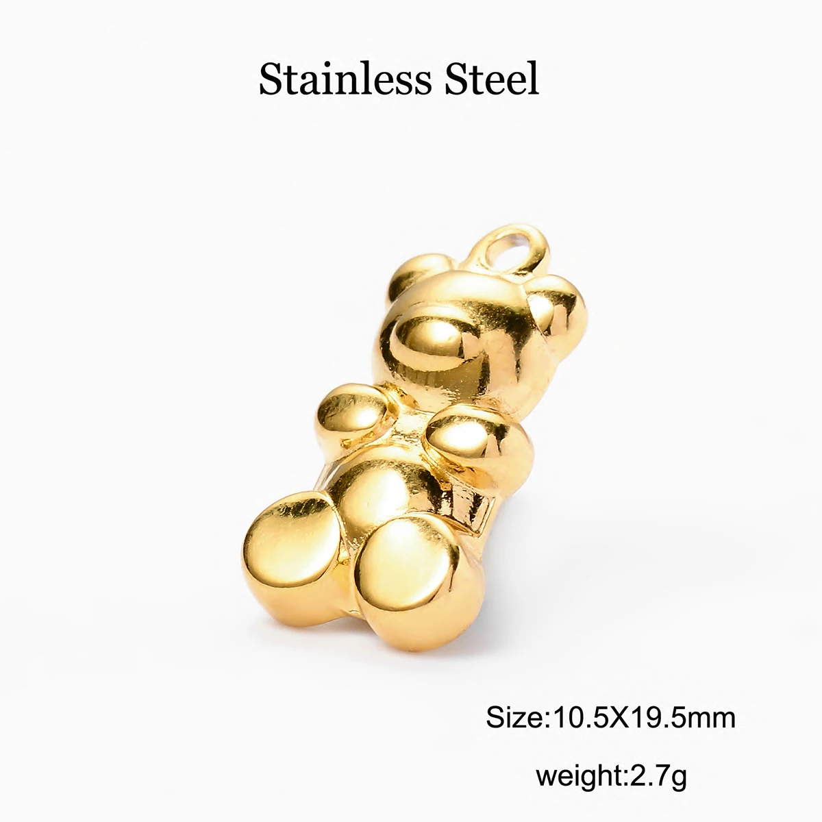 Wholesale 6pcs/lot No Fade Cute Bear Charms Stainless Steel Pendants DIY Jewelry Making Accessories