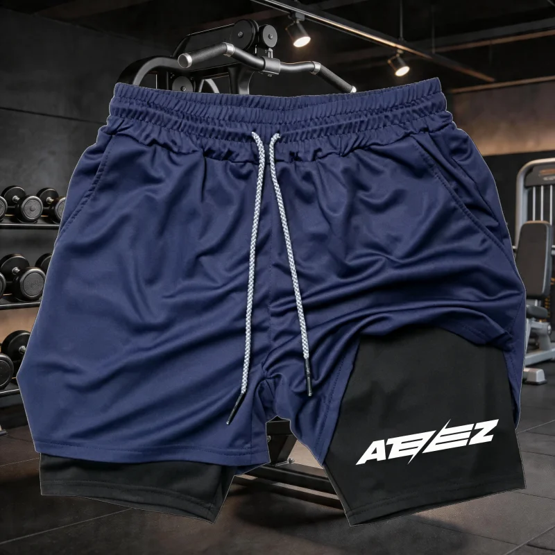 Men's Two-in-one Sports Shorts Breathable Casual Quick-drying Double-layer Shorts Summer Running Sportswear Bottoms M-3XL