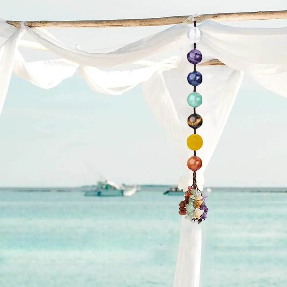 

7 Chakras Crystal Hanging Ornament Mysterious Handmade Car Hanging Pendant Charming Natural Stone Ornaments Wall Decor