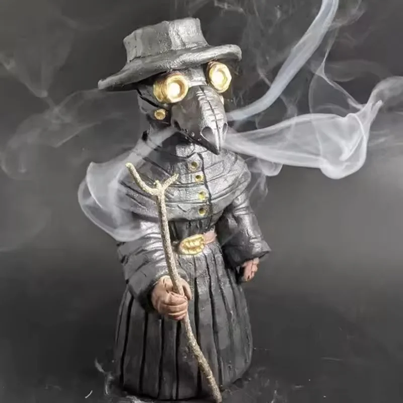 Occult Gothic Thriller Crow Incense Burner Resin Plague Doctor Figurine Home Room Halloween Decor