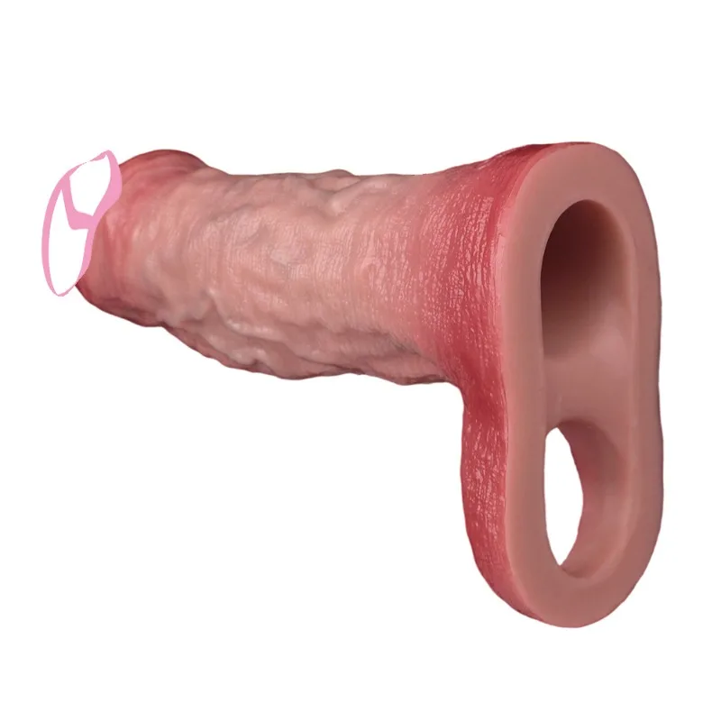 Sexy Adult Man Silicone Penis Sleeve Cock Ring Dildo Sex Toy for Man Dick Enlarger Extender Lock The Sperm Male Penis Training