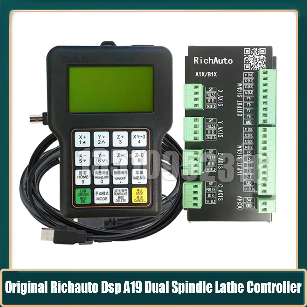 

Richauto A19-double Spindle Lathe Cnc Dsp Handle Controller English Panel A19s Engraving Machine Motion Control System