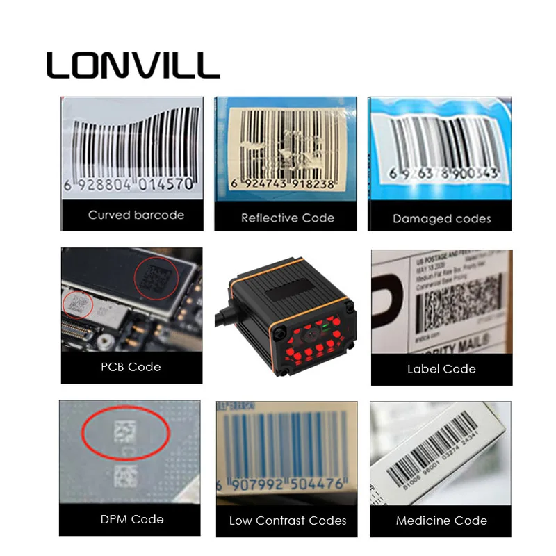 High Speed IP65 Fixed Barcode Scanner Conveyor Industrial Grade Scanners USB RS232 Ethernet Fixed Scanner