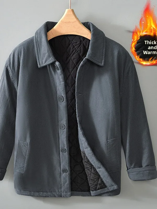 

Thiened Warm Cotton Jaet Men's Winter Pure Cotton Outerwear Casual Loose Collar Cotton Coat Youth Faion Urban Sle