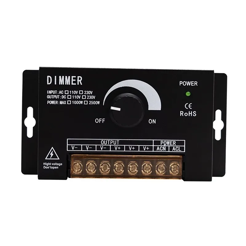 

1pc 220V High Voltage LED Dimmer Controller Single Color Strip Max 2500W 0-100% Brightness Dimmable for 220v Module Strip Light