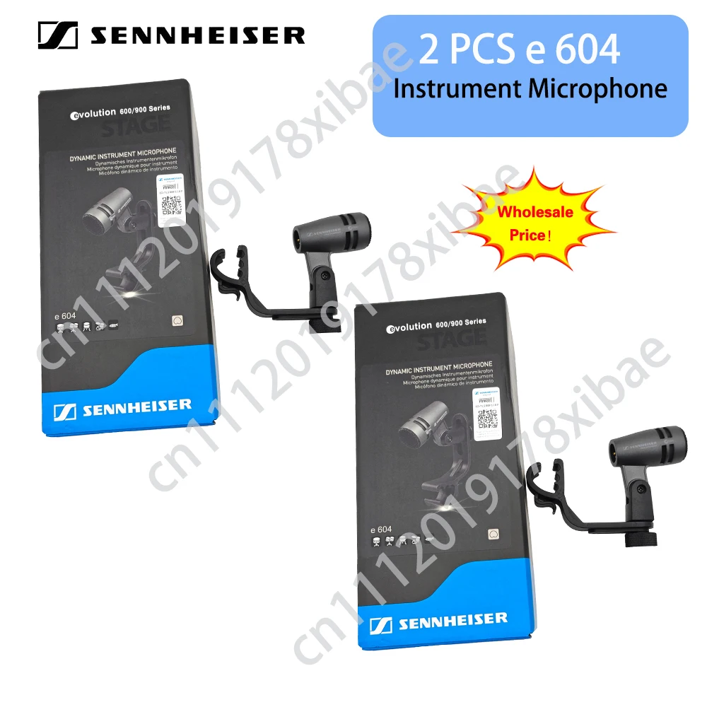 Venta al por mayor original: 2 micrófonos dinámicos compactos Sennheiser E604 para instrumentos, ideales para percusión y tambores de caja.