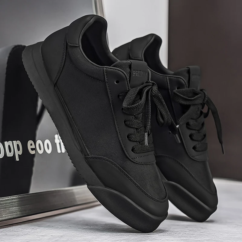 

Мужские повседневные спортивные кроссовки Весна 2026: Новая модель, универсальные, на толстой подошве, черные, дышащие, быстросохнущие, водонепроницаемые, с кожаными вставками
